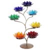 Chakra Lotus display metaal + 7 sfeerlichten goudkleurige randen